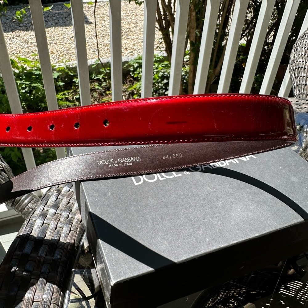 Dolce & Gabbana Glossy Red Belt with Shiny Silver Buckle - Picture 4 of 8